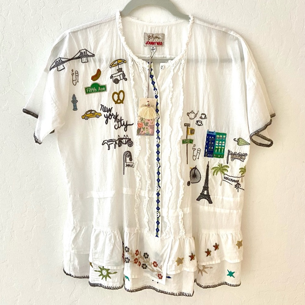 Johnny Was Biya Voyage Blouse, XS